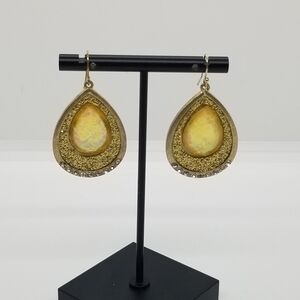 gold tone and yellow teardrop earrings